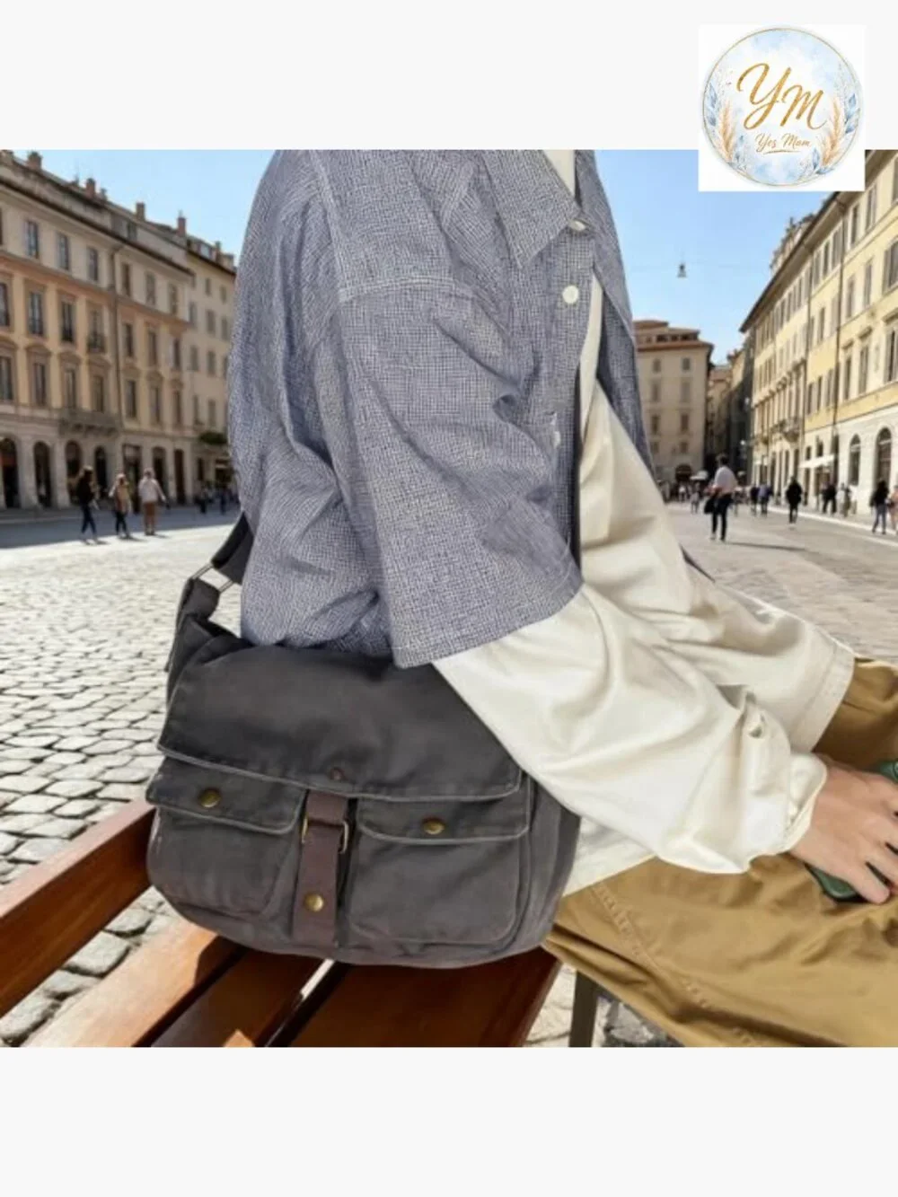 Canvas Messenger Bag Crossbody Satchel Laptop Bag Work School